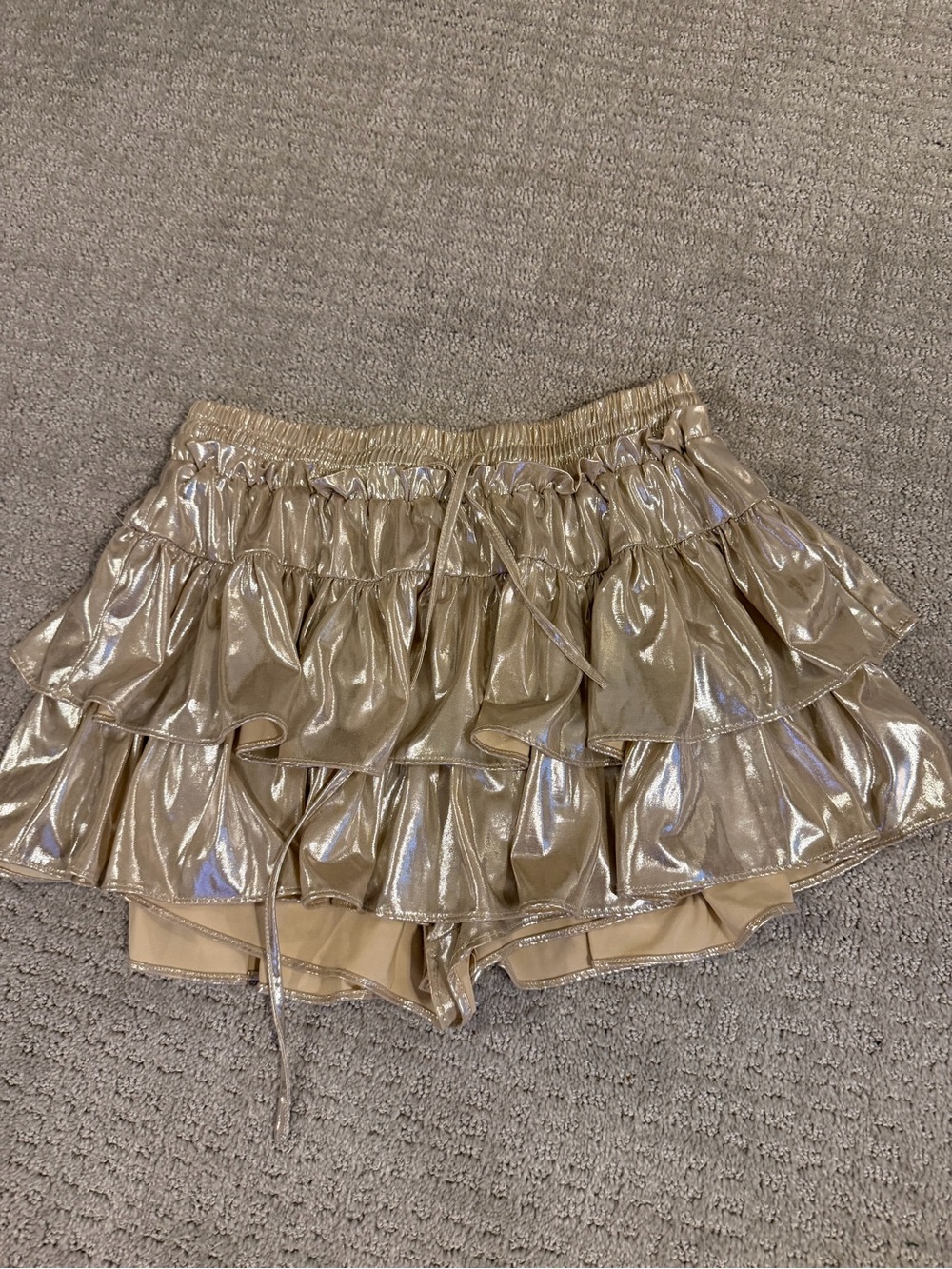 Metallic Gold Tiered Ruffle Skirt